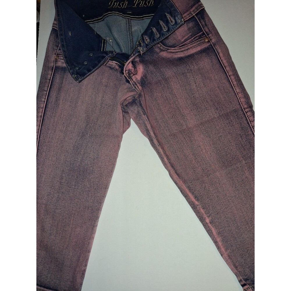 Silver Diva Women's Stretchy Capri Jeans Size 1 Pink And Black Acid Washed